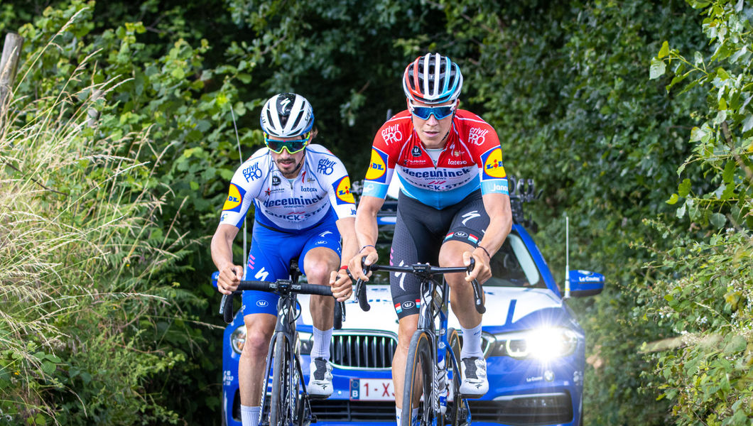 Julian Alaphilippe scouts Ronde van Vlaanderen route
