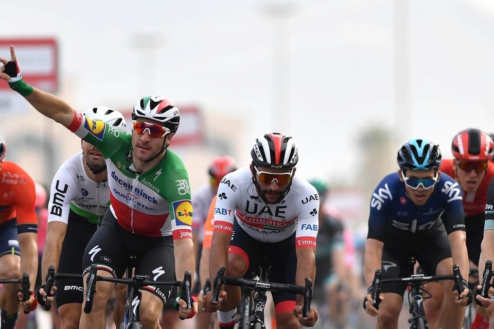 UAE Tour: Elia Viviani wins stage 5 sprint royale
