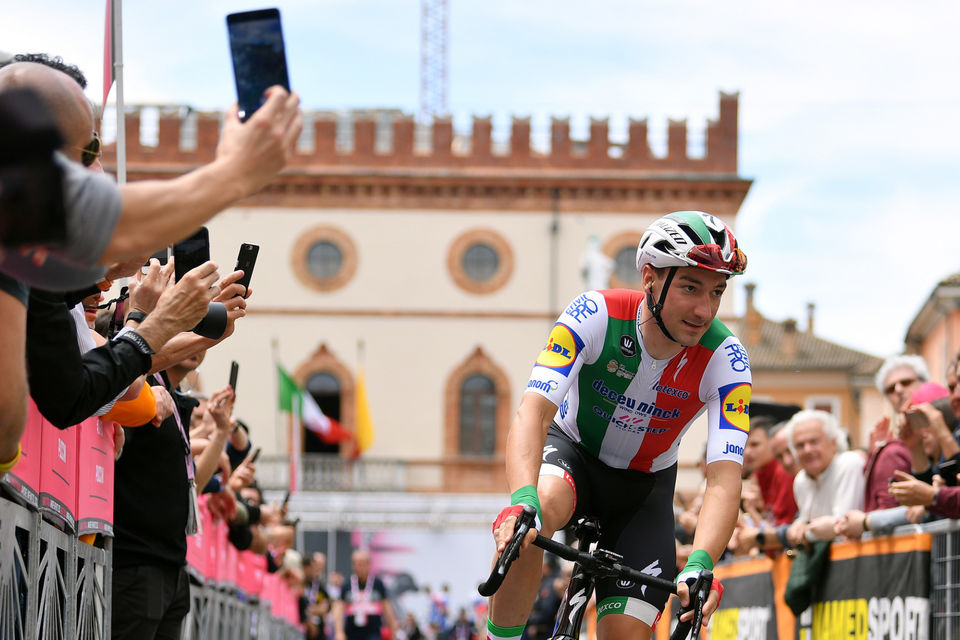 Giro d’Italia: Viviani survives hectic finale to take second in Modena